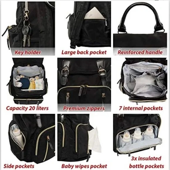 Black Backpack Diaper Bag - Picture 2 of 4